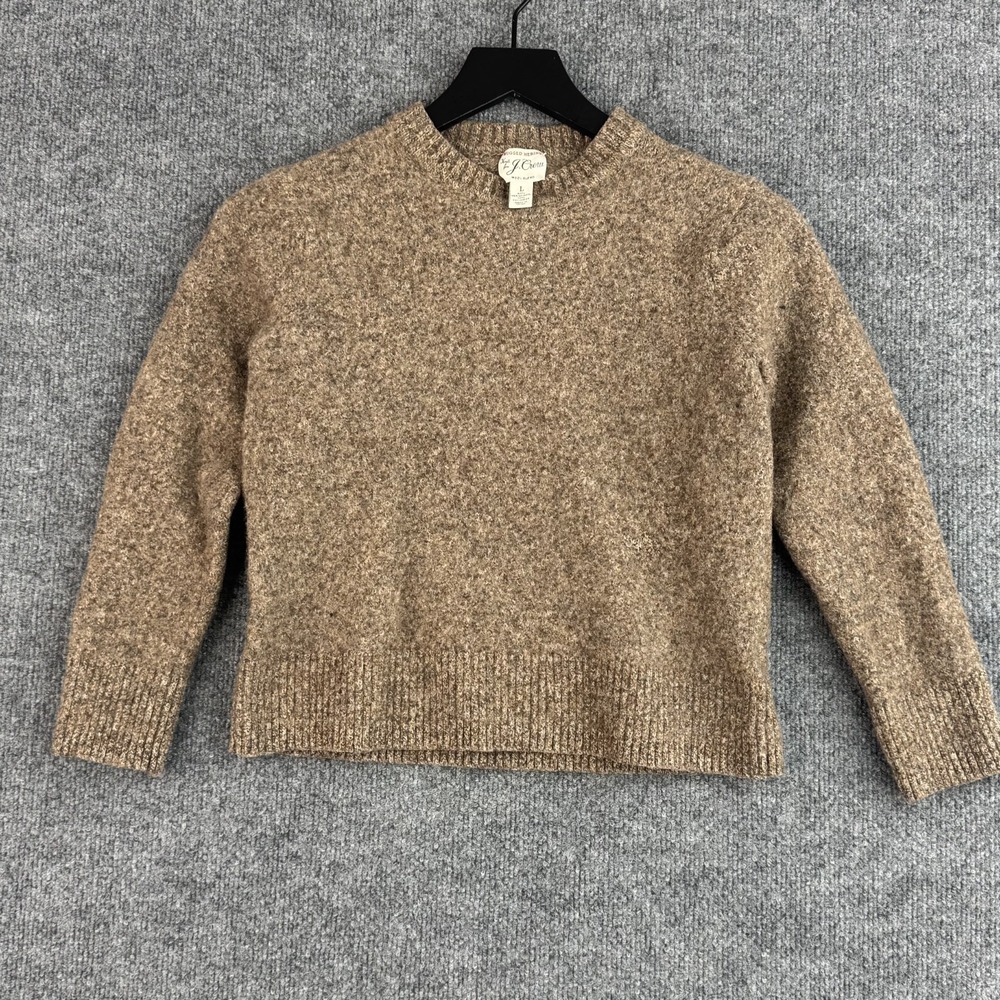J.Crew Sweater Women's S Brown Merino Wool Blend Crewneck Rugged Long Sleeve